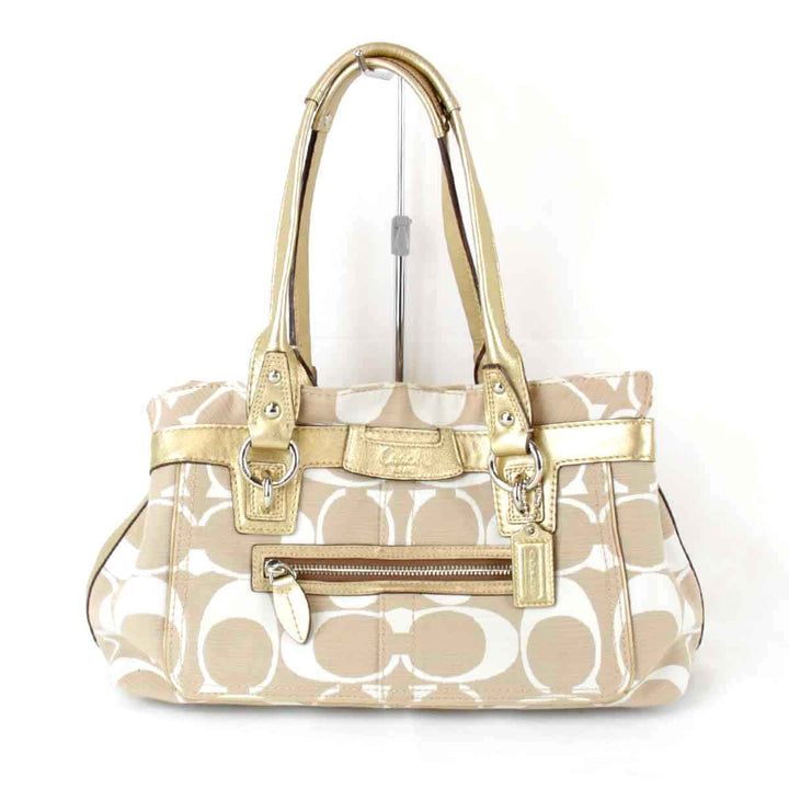 良品『USED』 
COACH コーチ 
 シグネチャー M0893-13290 ハンドバッグ 
キャンバス ベージュ