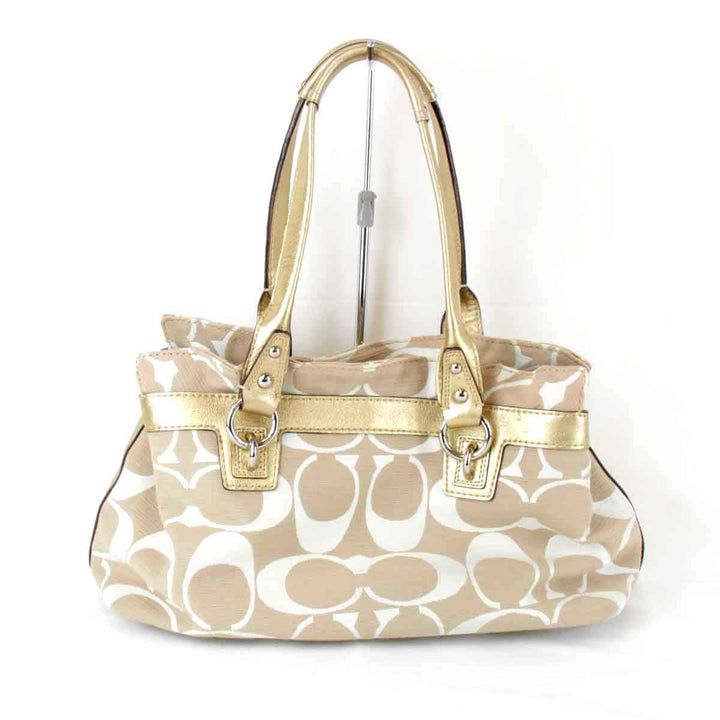 良品『USED』 
COACH コーチ 
 シグネチャー M0893-13290 ハンドバッグ 
キャンバス ベージュ