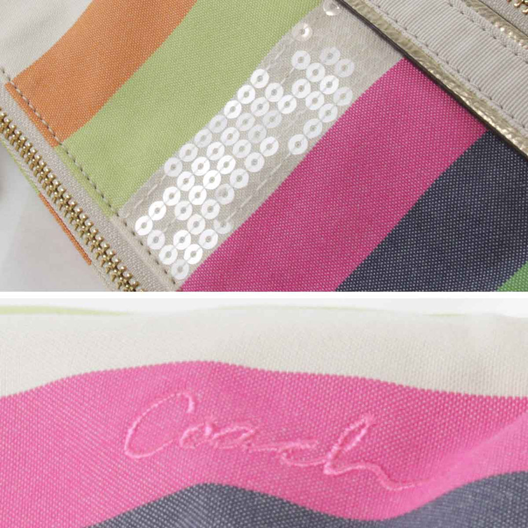 美品『USED』 
COACH コーチ 
 ストライプ K1182-19021 トートバッグ 
キャンバス マルチカラー