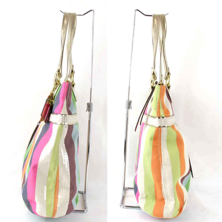 美品『USED』 
COACH コーチ 
 ストライプ K1182-19021 トートバッグ 
キャンバス マルチカラー