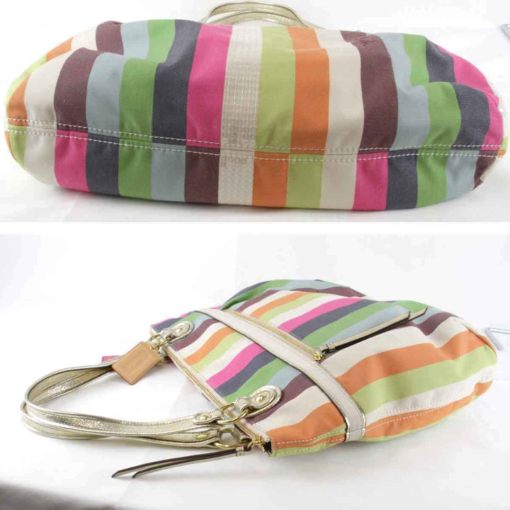 美品『USED』 
COACH コーチ 
 ストライプ K1182-19021 トートバッグ 
キャンバス マルチカラー