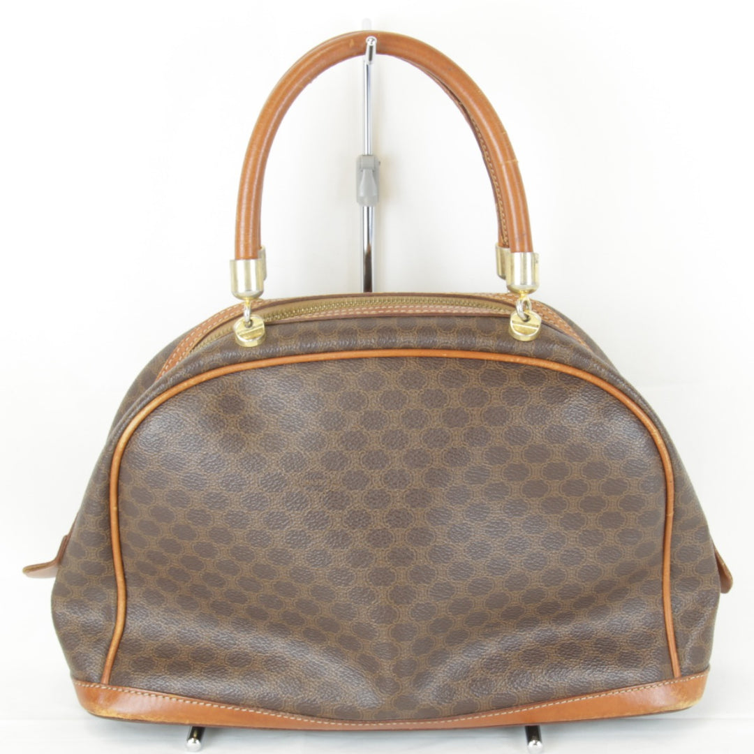 『USED』 
CELINE セリーヌ 
 マカダム ハンドバッグ 
PVC/レザー ブラウン 半月型バッグ