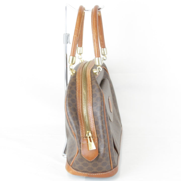 『USED』 
CELINE セリーヌ 
 マカダム ハンドバッグ 
PVC/レザー ブラウン 半月型バッグ