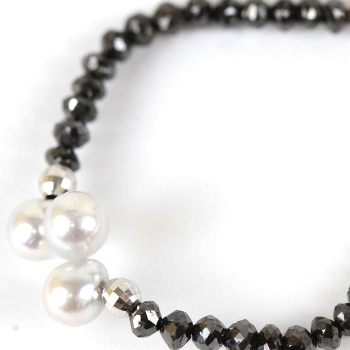 美品『USED』 K18WG/ブラックダイヤモンド /アコヤ真珠 
ネックレス
 8.2g