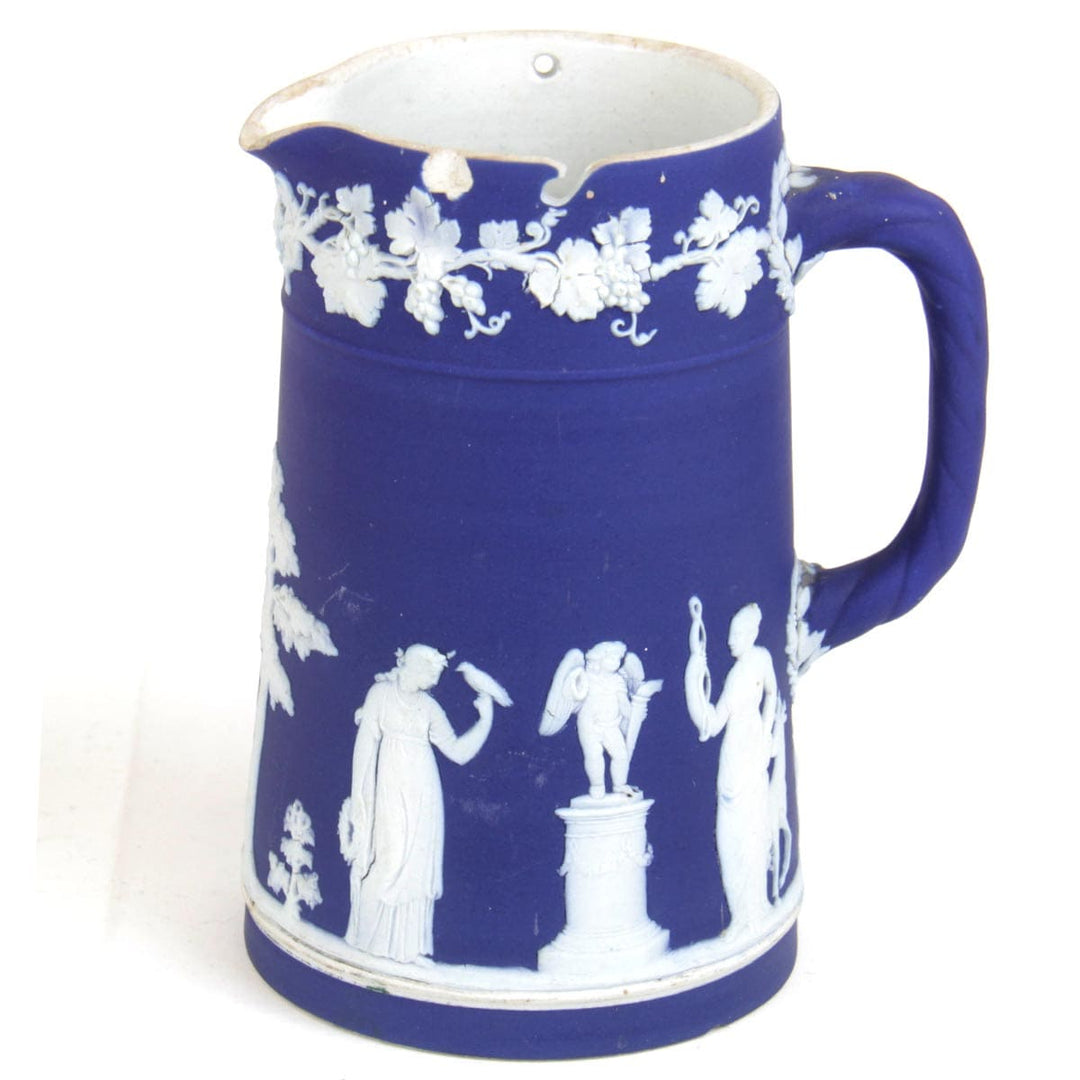 『USED』 
Wedgwood ウェッジウッド 
 ジャスパー アンティーク ジャグ（蓋なし） 食器 
 ブルー