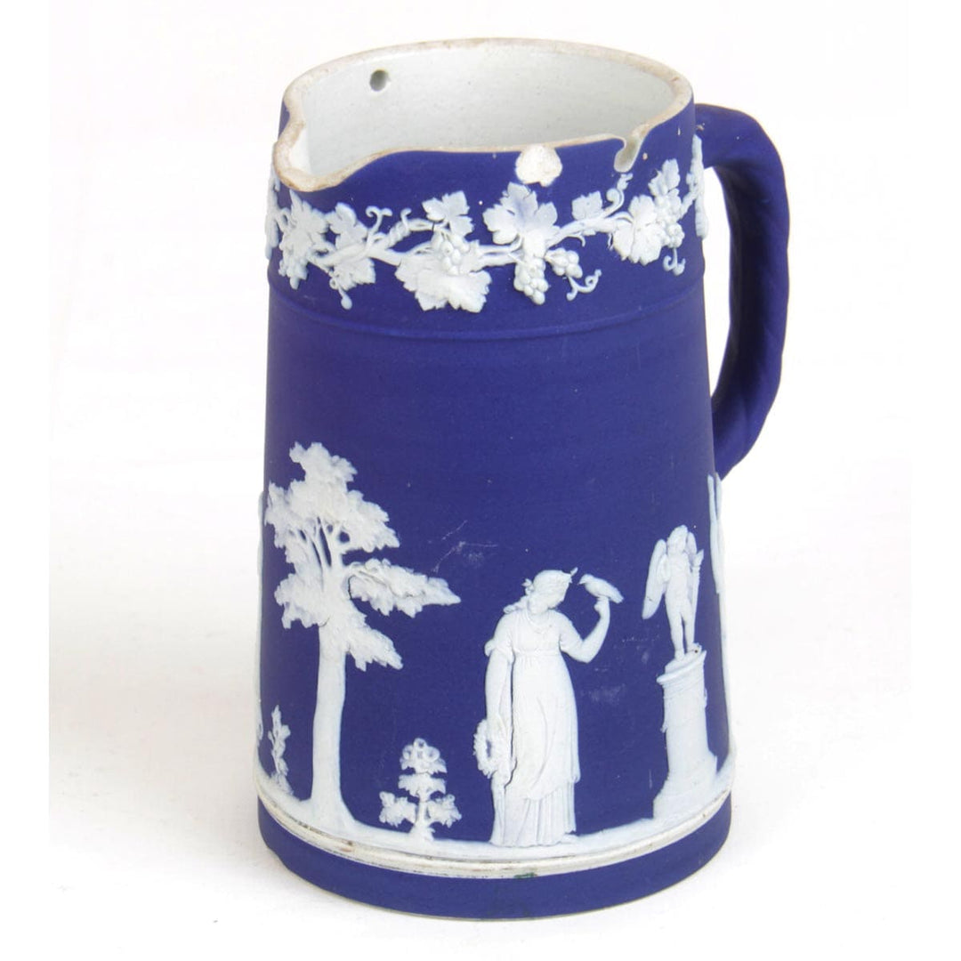 『USED』 
Wedgwood ウェッジウッド 
 ジャスパー アンティーク ジャグ（蓋なし） 食器 
 ブルー