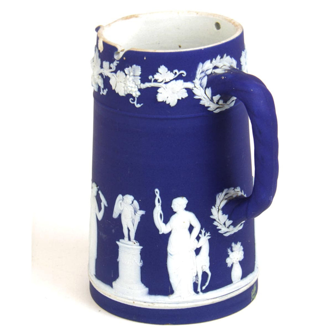 『USED』 
Wedgwood ウェッジウッド 
 ジャスパー アンティーク ジャグ（蓋なし） 食器 
 ブルー