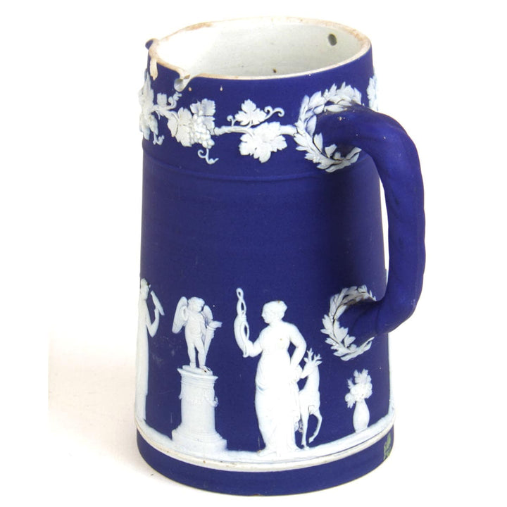『USED』 
Wedgwood ウェッジウッド 
 ジャスパー アンティーク ジャグ（蓋なし） 食器 
 ブルー