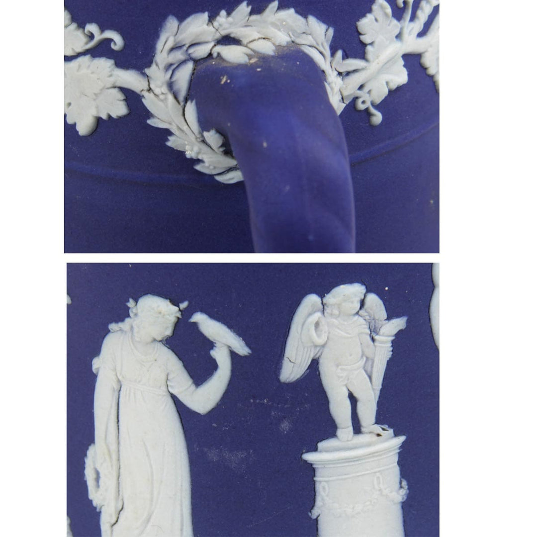 『USED』 
Wedgwood ウェッジウッド 
 ジャスパー アンティーク ジャグ（蓋なし） 食器 
 ブルー