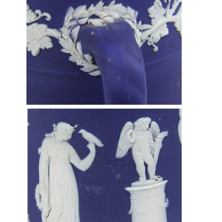 『USED』 
Wedgwood ウェッジウッド 
 ジャスパー アンティーク ジャグ（蓋なし） 食器 
 ブルー