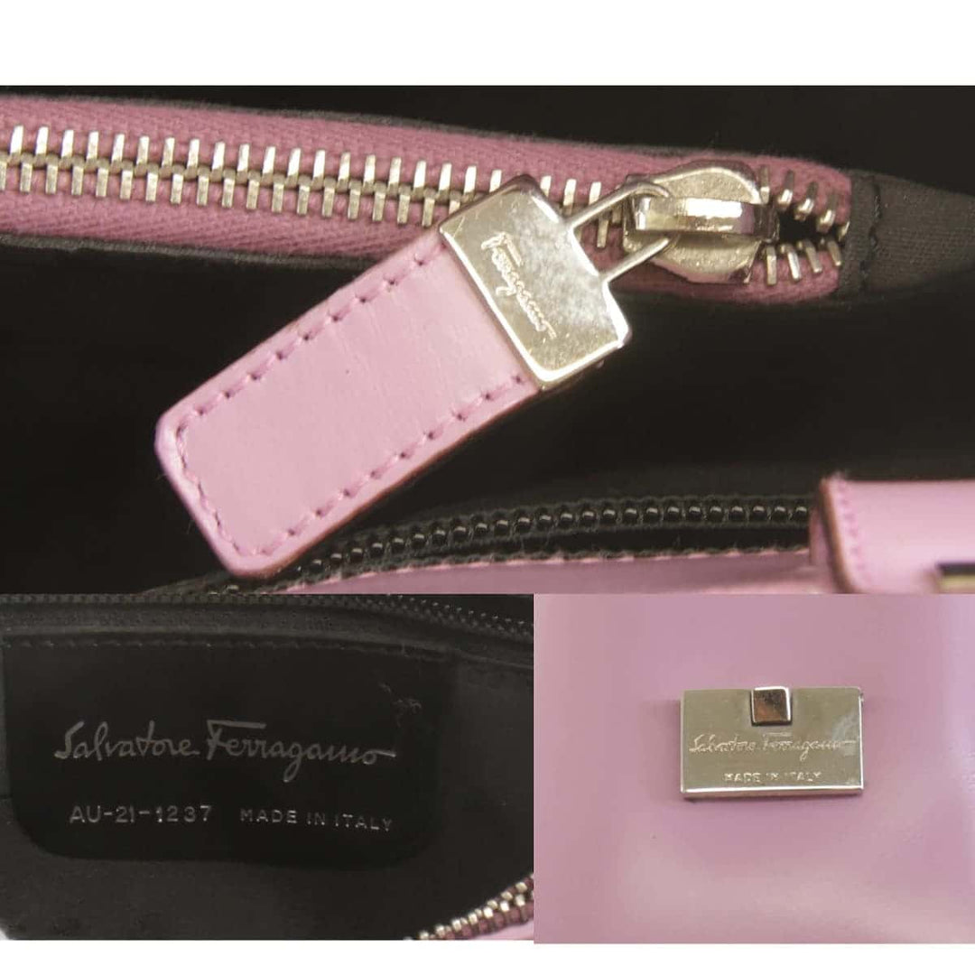 『USED』 
Salvatore Ferragamo フェラガモ 
 AU21-1237 ハンドバッグ 
レザー パープル  型押しパイソン