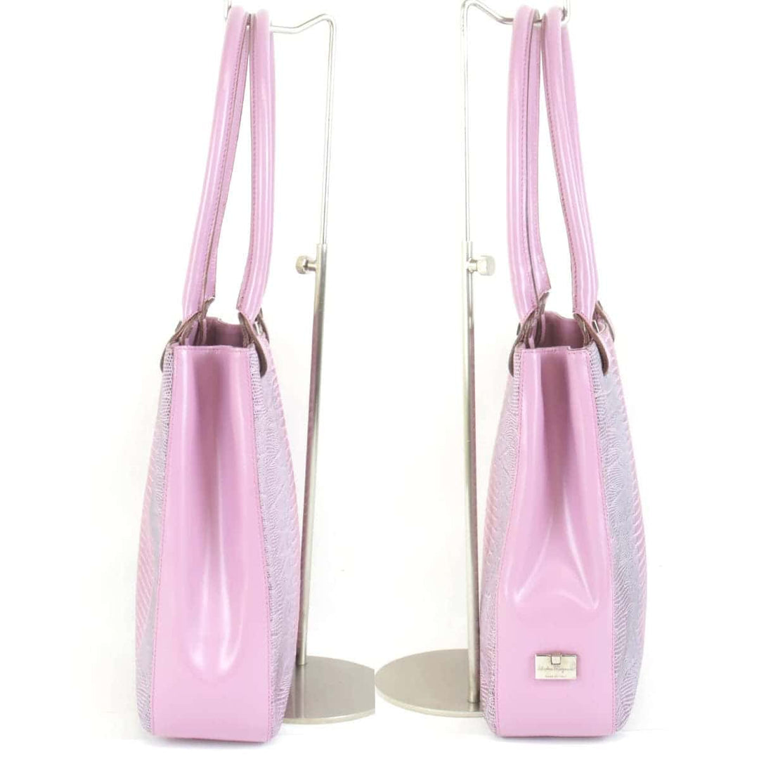 『USED』 
Salvatore Ferragamo フェラガモ 
 AU21-1237 ハンドバッグ 
レザー パープル  型押しパイソン