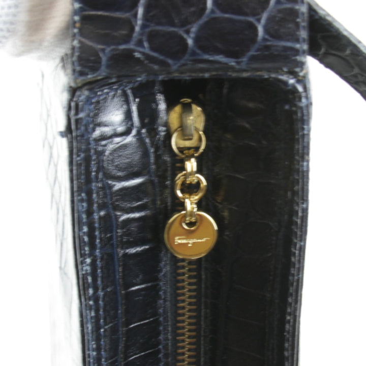 『USED』 
Salvatore Ferragamo フェラガモ 
 ガンチーニ ショルダーバッグ 
レザー ブラック