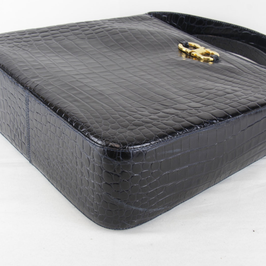『USED』 
Salvatore Ferragamo フェラガモ 
 ガンチーニ ショルダーバッグ 
レザー ブラック