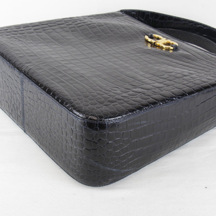『USED』 
Salvatore Ferragamo フェラガモ 
 ガンチーニ ショルダーバッグ 
レザー ブラック