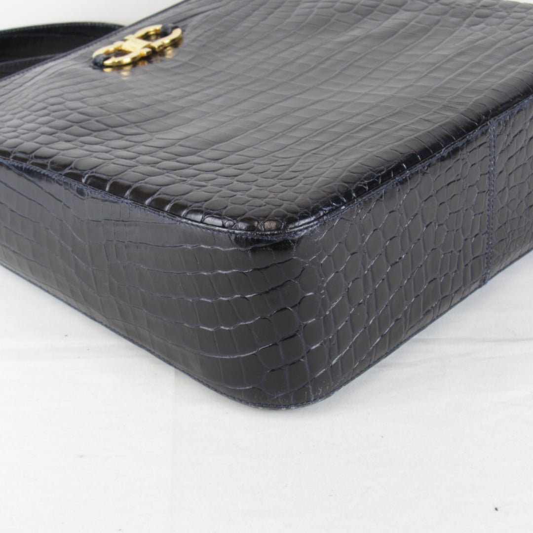 『USED』 
Salvatore Ferragamo フェラガモ 
 ガンチーニ ショルダーバッグ 
レザー ブラック