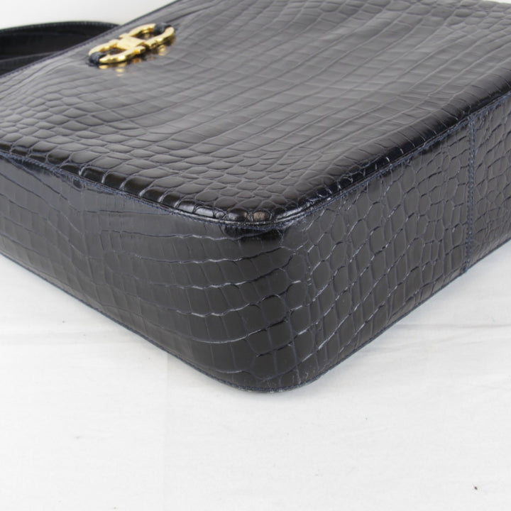 『USED』 
Salvatore Ferragamo フェラガモ 
 ガンチーニ ショルダーバッグ 
レザー ブラック