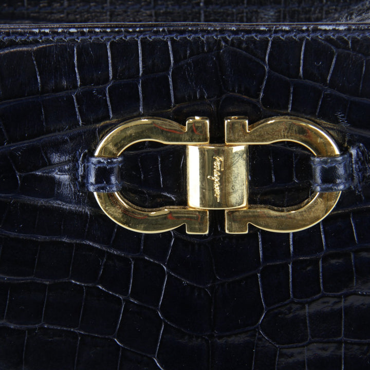 『USED』 
Salvatore Ferragamo フェラガモ 
 ガンチーニ ショルダーバッグ 
レザー ブラック