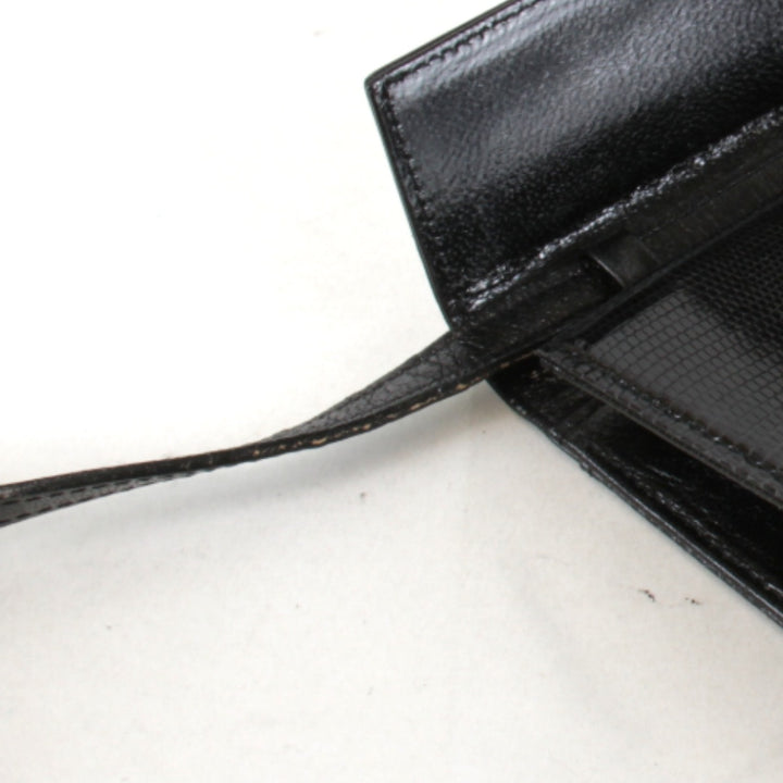 【価格改定】『USED』 
YVES SAINT LAURENT イヴ・サンローラン 
 リザード シンプル 光沢あり PVCレザー ショルダーバッグ 
レザー ブラック