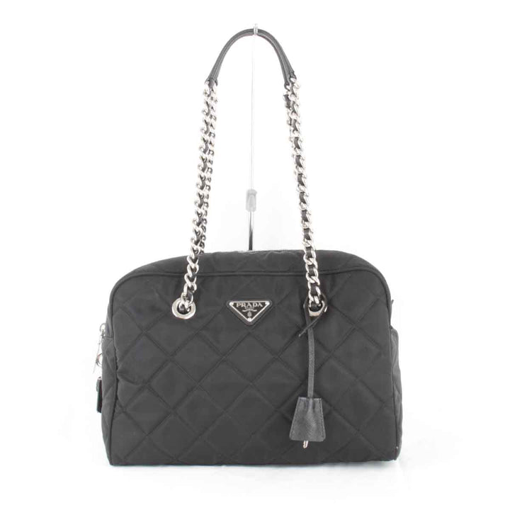 美品『USED』 
PRADA プラダ 
 チェーンショルダーバッグ ショルダーバッグ 
ナイロン ブラック