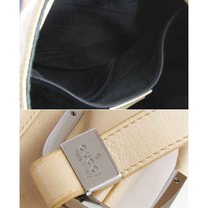 『USED』 
GUCCI グッチ 
 0013748 001998 ショルダーバッグ 
レザー ベージュ