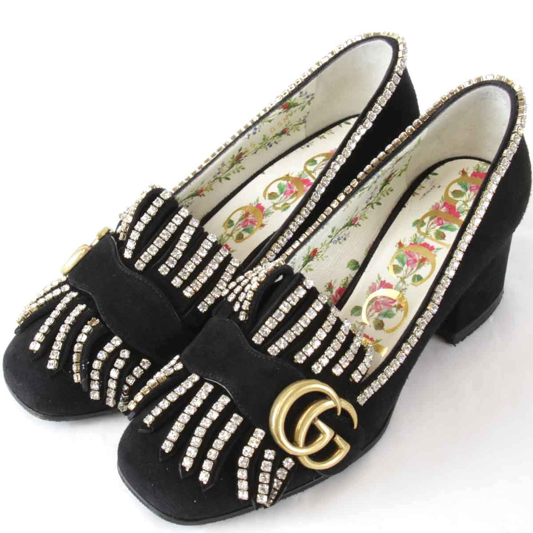 美品『USED』 
GUCCI グッチ 
 GGマーモントストーンパンプス  35 パンプス 
スエード調 ブラック
