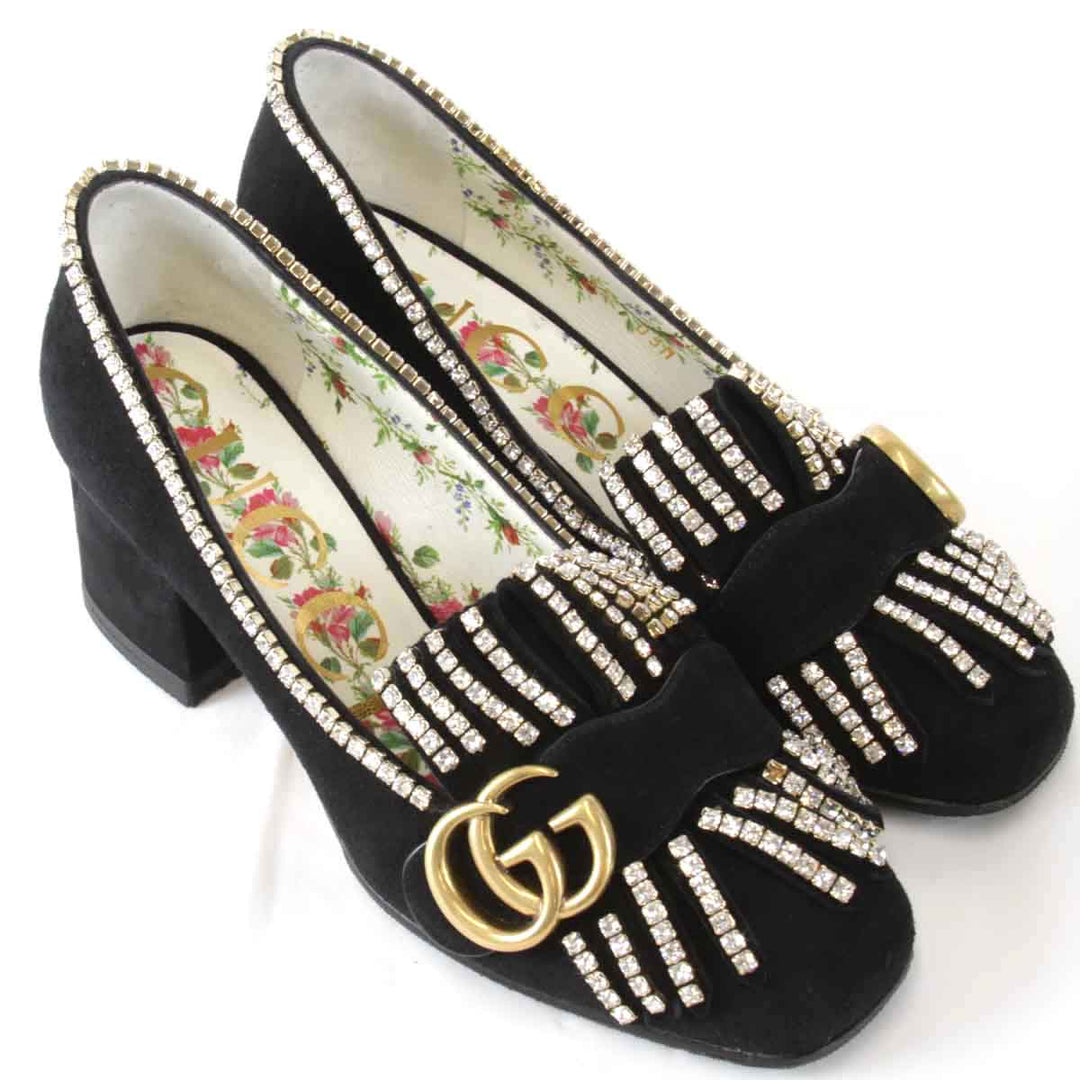 美品『USED』 
GUCCI グッチ 
 GGマーモントストーンパンプス  35 パンプス 
スエード調 ブラック