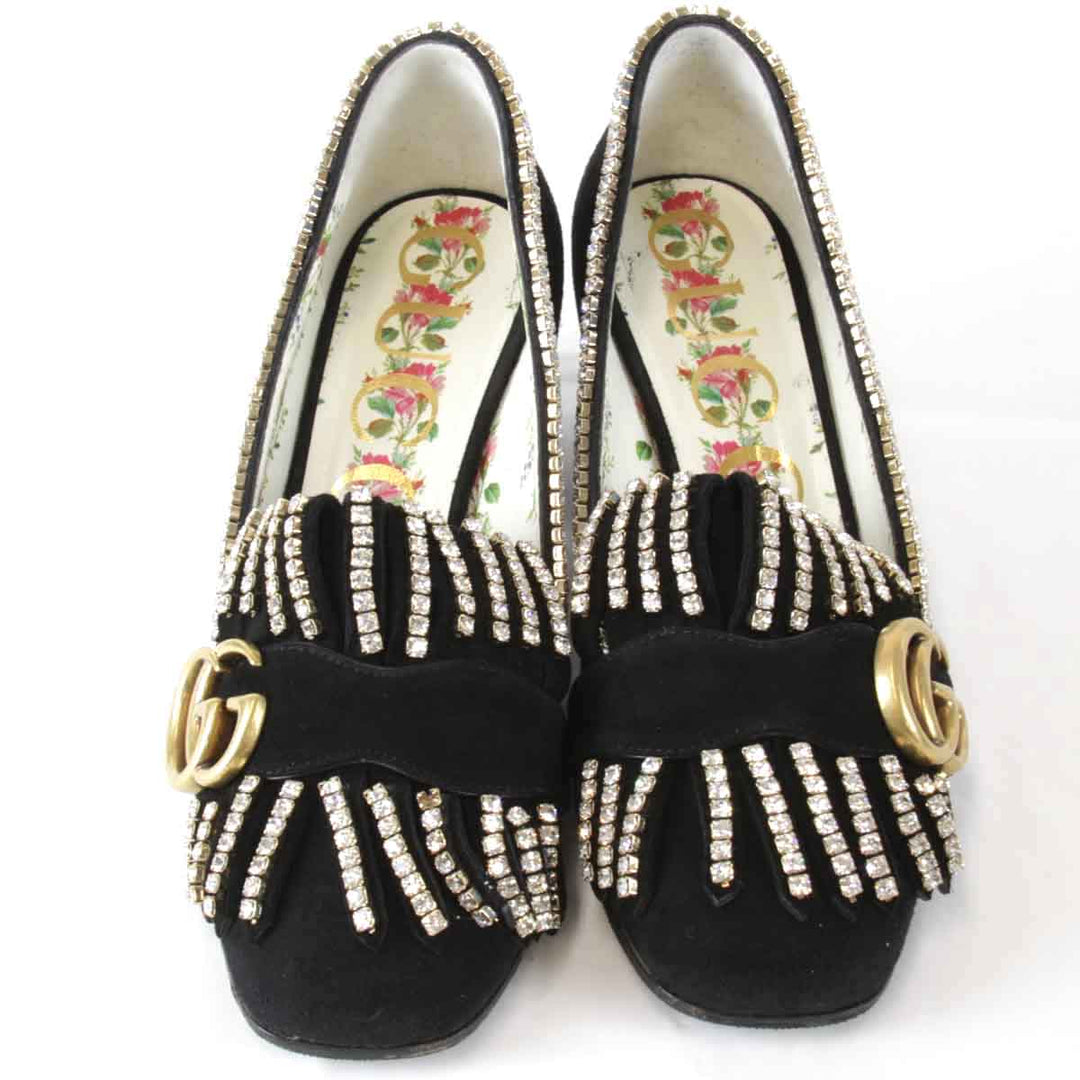 美品『USED』 
GUCCI グッチ 
 GGマーモントストーンパンプス  35 パンプス 
スエード調 ブラック