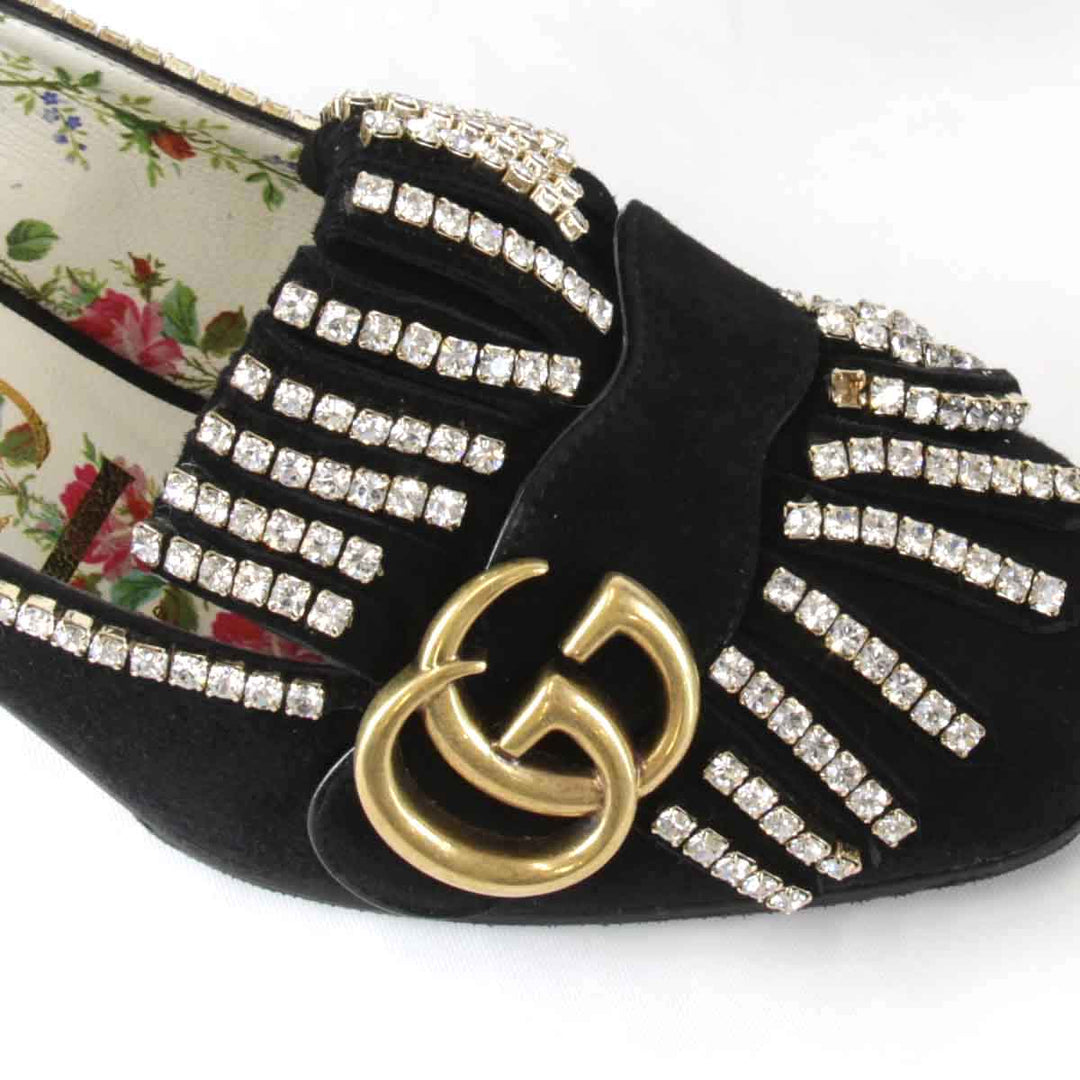 美品『USED』 
GUCCI グッチ 
 GGマーモントストーンパンプス  35 パンプス 
スエード調 ブラック