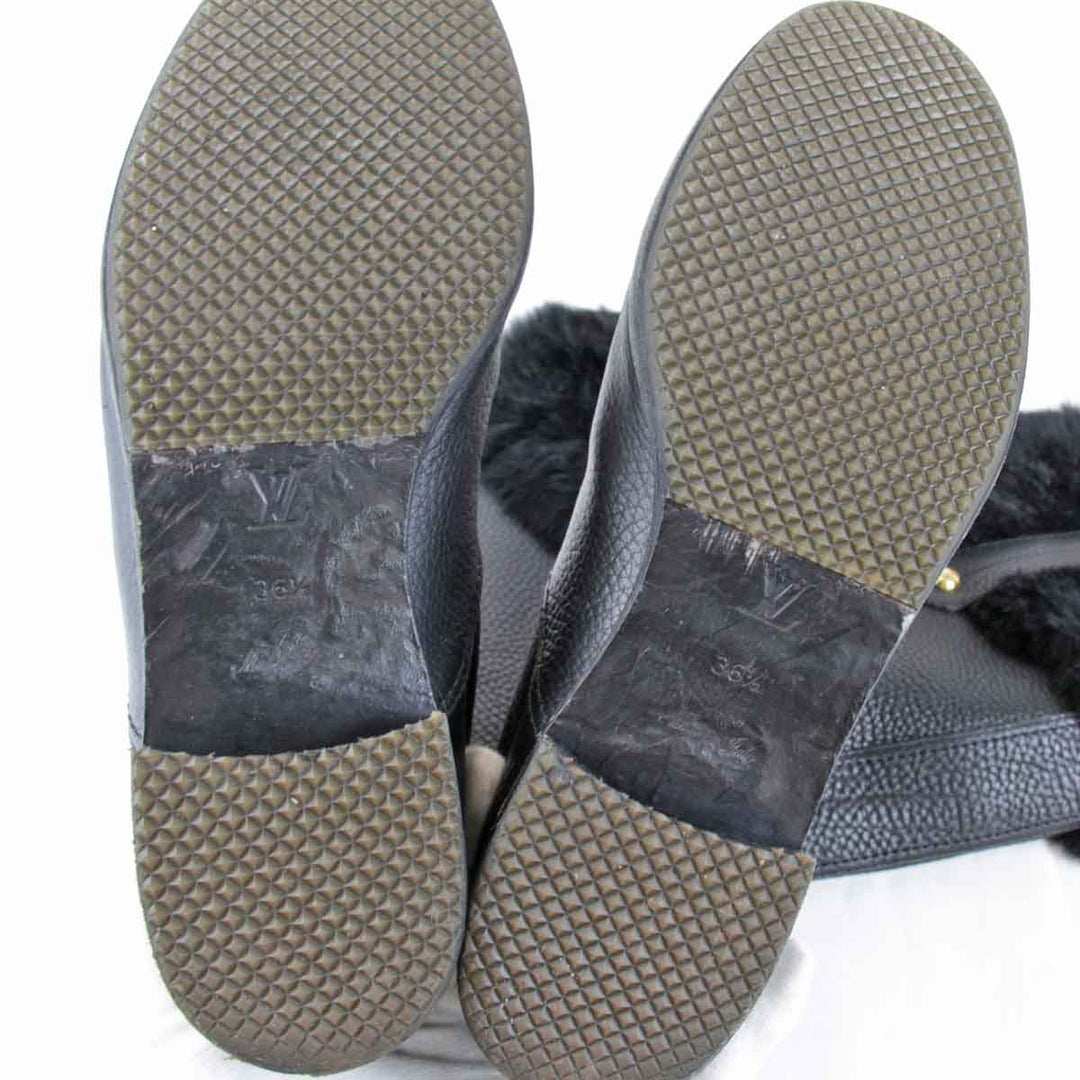 『USED』 
LOUIS VUITTON ルイ・ヴィトン 
 ファーブーツ  ブーツ 
レザー ブラック