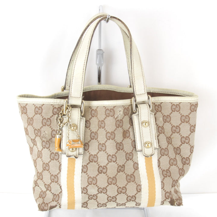 『USED』 
GUCCI グッチ 
 シェリーライン ミニハンドバッグ チャーム付き 139261・213048 ハンドバッグ 
GGキャンバス ベージュ