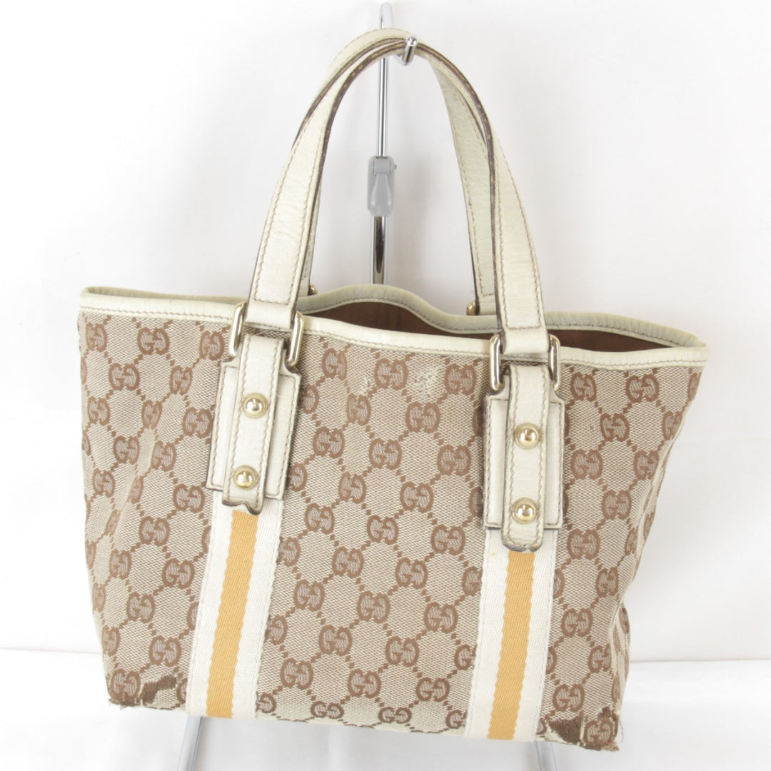 『USED』 
GUCCI グッチ 
 シェリーライン ミニハンドバッグ チャーム付き 139261・213048 ハンドバッグ 
GGキャンバス ベージュ