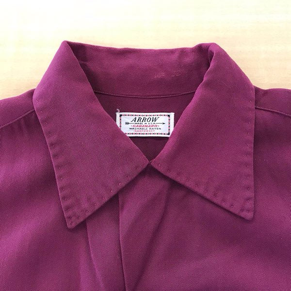 『USED』 
ARROW アロー 
 古着 ヴィンテージ オープンカラーシャツ 長袖シャツ 
 レッド系