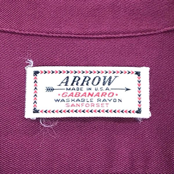 『USED』 
ARROW アロー 
 古着 ヴィンテージ オープンカラーシャツ 長袖シャツ 
 レッド系