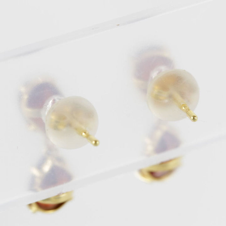 美品『USED』 K18 
 赤石ぶら下がり ピアス
 1.3g