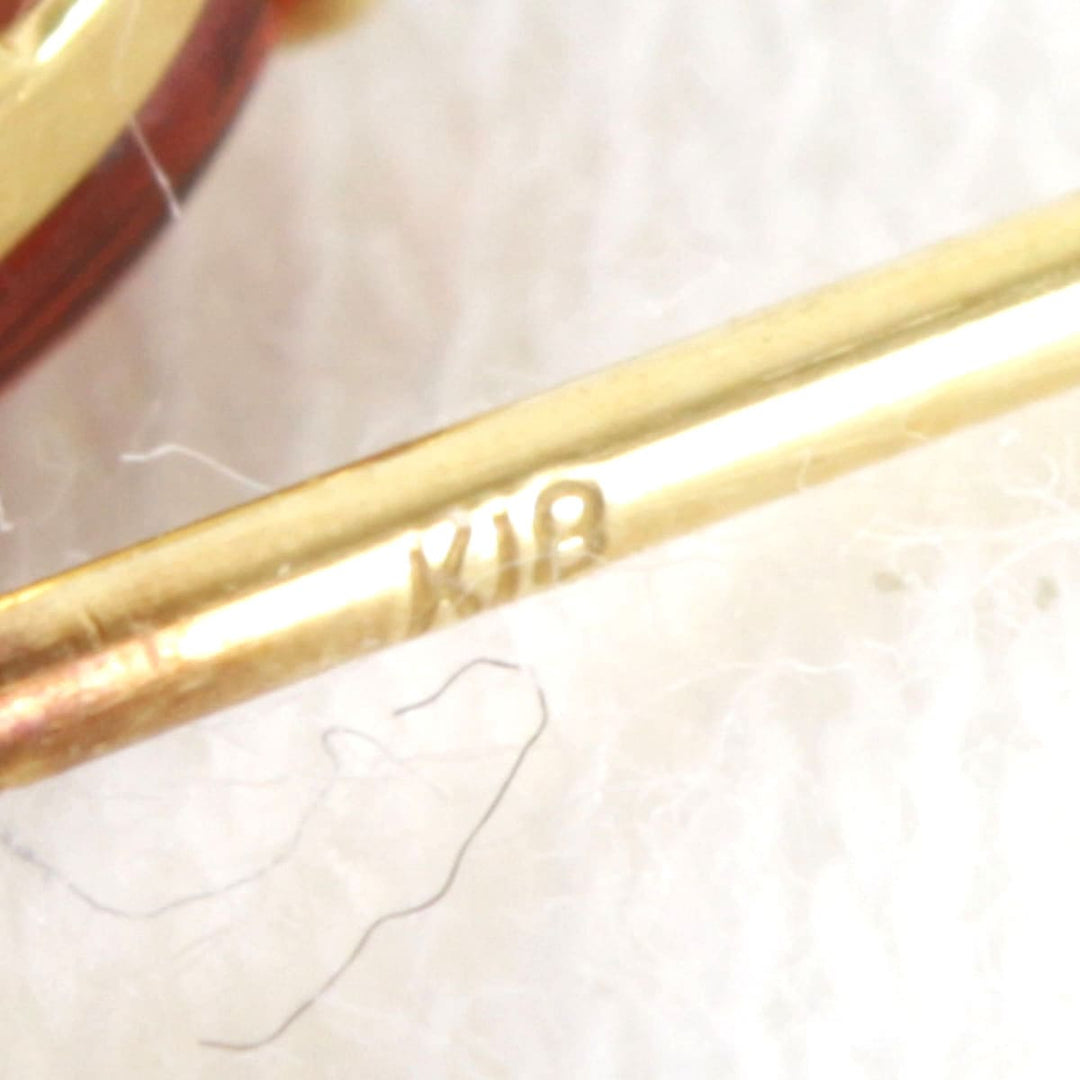 美品『USED』 K18 
 赤石ぶら下がり ピアス
 1.3g