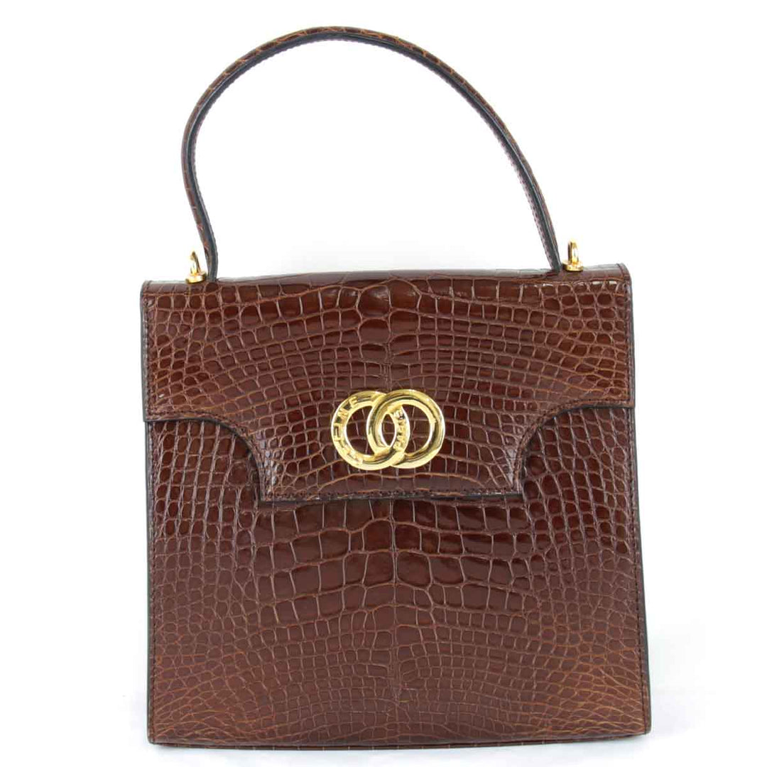 【価格改定】『USED』 
CELINE セリーヌ 
 スクエア ハンドバッグ 
レザー ブラウン