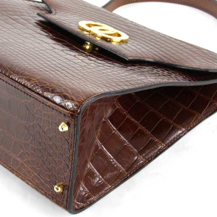 【価格改定】『USED』 
CELINE セリーヌ 
 スクエア ハンドバッグ 
レザー ブラウン