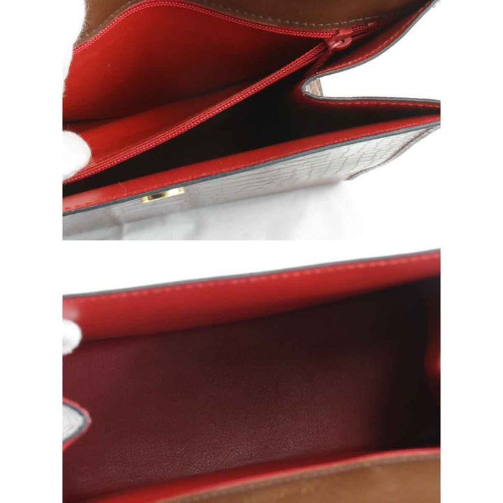 【価格改定】『USED』 
CELINE セリーヌ 
 スクエア ハンドバッグ 
レザー ブラウン