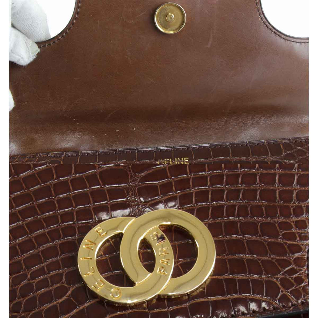 【価格改定】『USED』 
CELINE セリーヌ 
 スクエア ハンドバッグ 
レザー ブラウン
