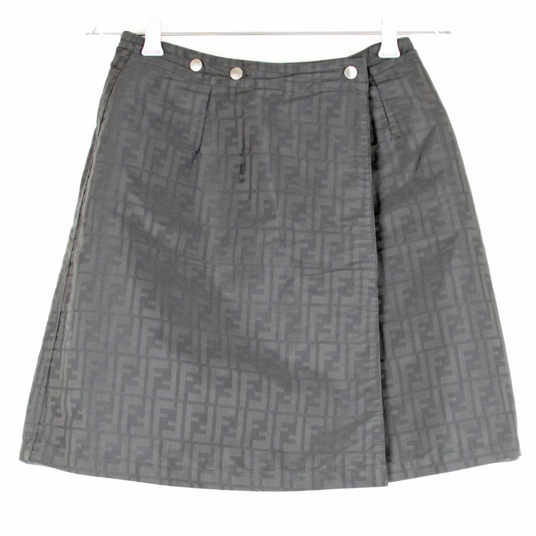 『USED』 
FENDI フェンディ 
 リバーシブル ラップスカート スカート 
レザー/ナイロン /コットン ブラック