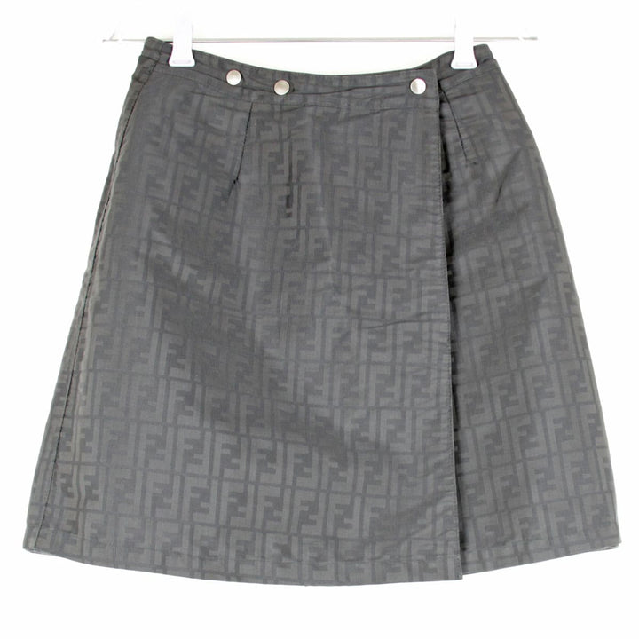 『USED』 
FENDI フェンディ 
 リバーシブル ラップスカート スカート 
レザー/ナイロン /コットン ブラック