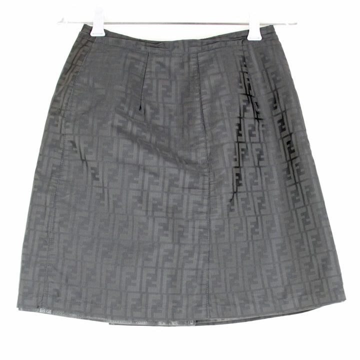 『USED』 
FENDI フェンディ 
 リバーシブル ラップスカート スカート 
レザー/ナイロン /コットン ブラック