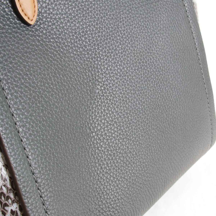 美品『USED』 
COACH コーチ 
 トループ K1980-79474 トートバッグ 
レザー/パイソン  ダークグリーン