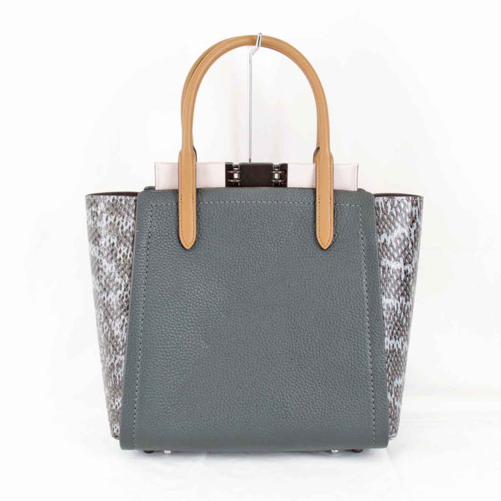 美品『USED』 
COACH コーチ 
 トループ K1980-79474 トートバッグ 
レザー/パイソン  ダークグリーン