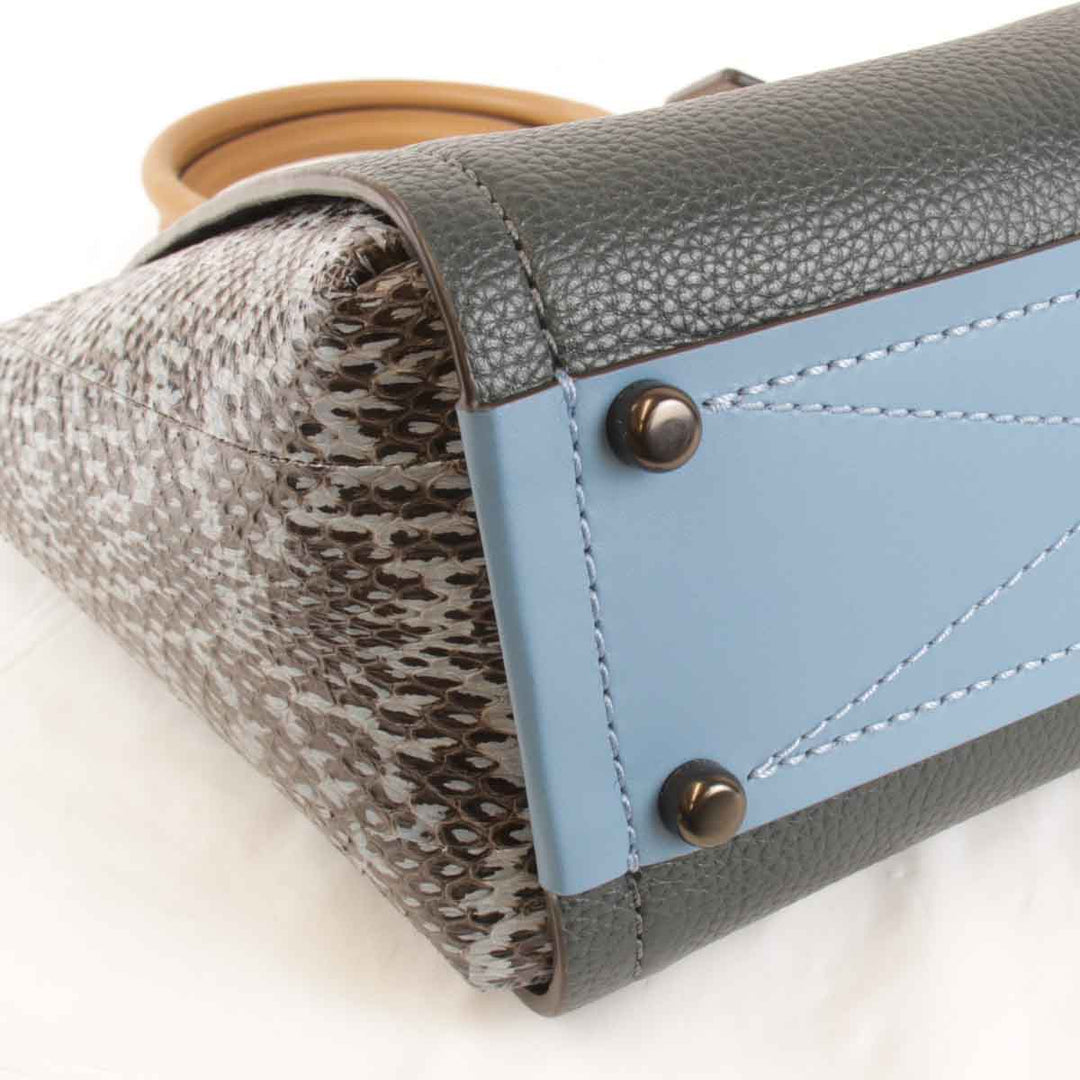 美品『USED』 
COACH コーチ 
 トループ K1980-79474 トートバッグ 
レザー/パイソン  ダークグリーン