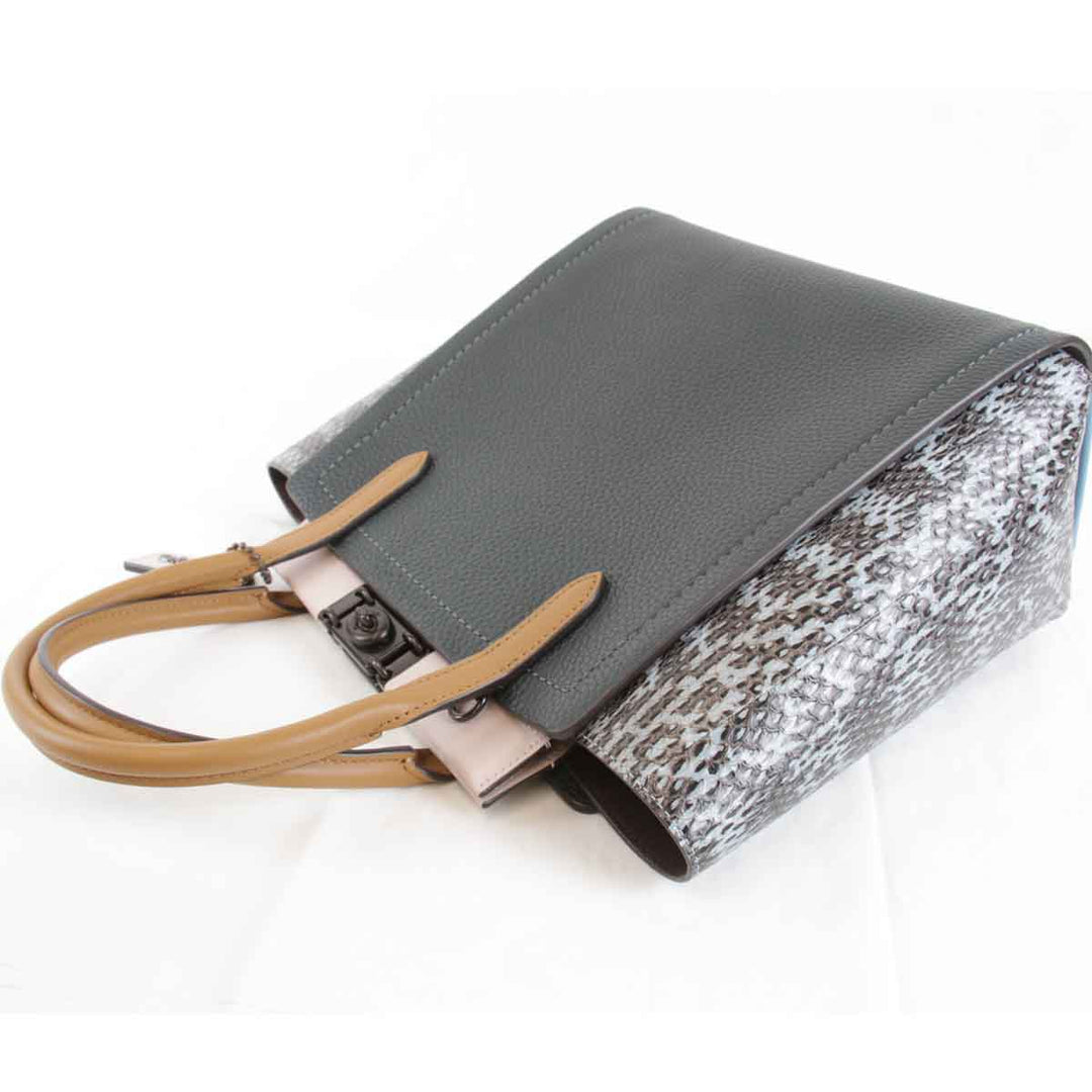 美品『USED』 
COACH コーチ 
 トループ K1980-79474 トートバッグ 
レザー/パイソン  ダークグリーン