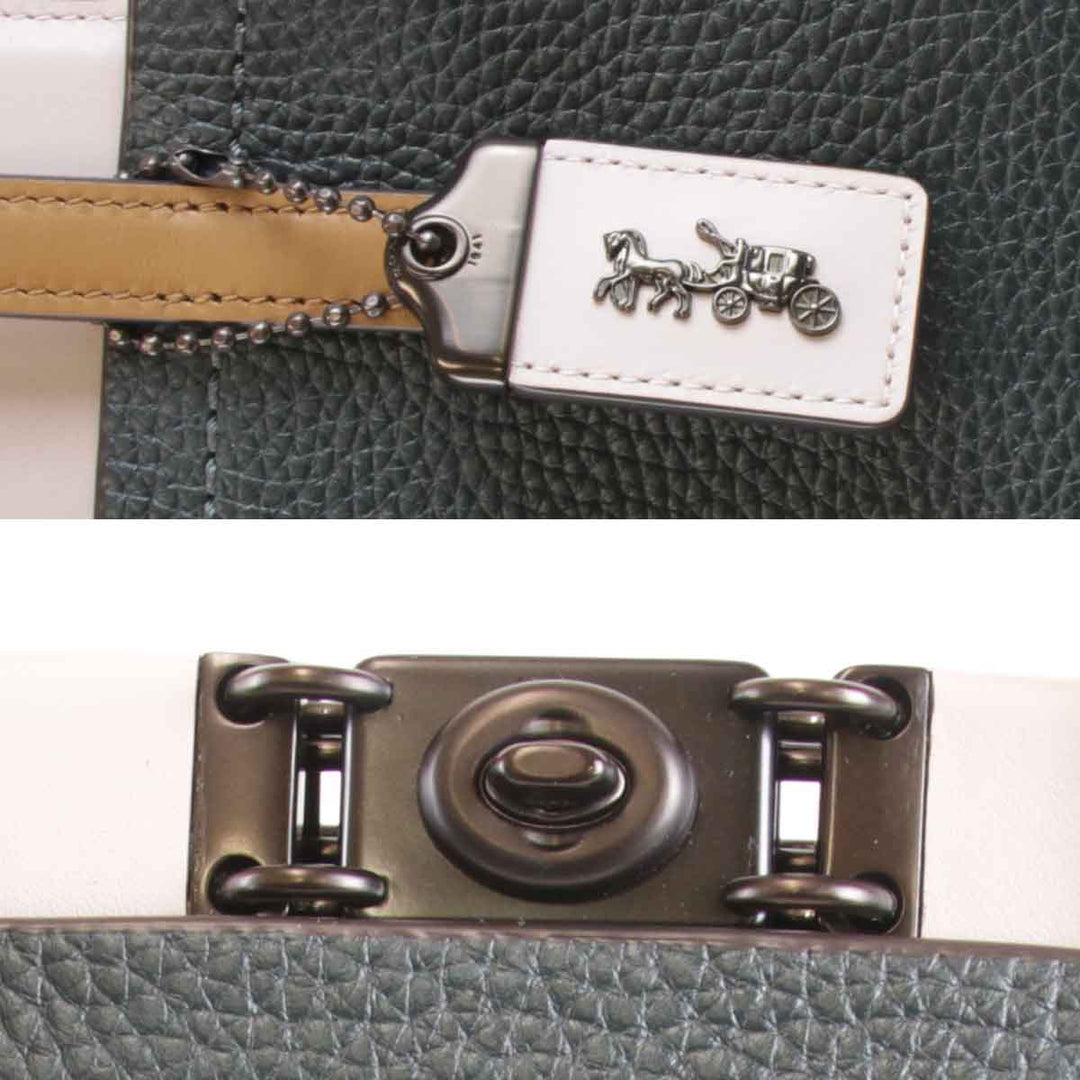 美品『USED』 
COACH コーチ 
 トループ K1980-79474 トートバッグ 
レザー/パイソン  ダークグリーン