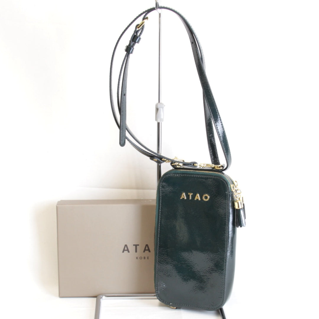 良品『USED』 
 
 ATAO アミュレット スマホショルダー お財布ポシェット 撥水 ミニバッグ 財布 ショルダーバッグ 
エナメル グリーン