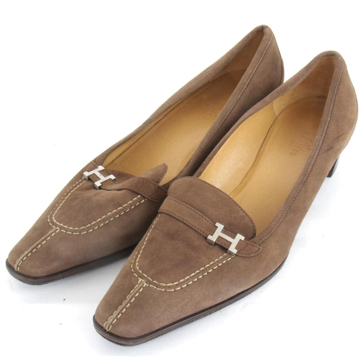 『USED』 
HERMES エルメス 
 パンプス 
スウェード ブラウン